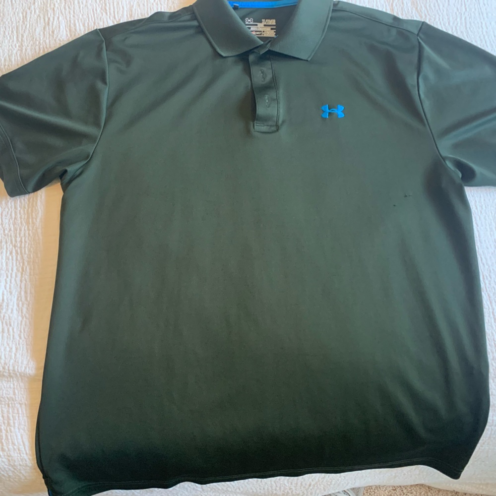 Green polo with blue logo
